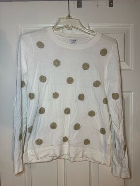 J. Crew metallic polka dot teddie sweater